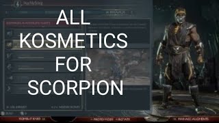 Mortal Kombat 11 All Scorpion Skins Gear And Kosmetics [upl. by Asereht]