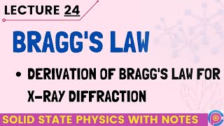 Braggs Law  Derivation of Braggs Law for XRay diffraction [upl. by Niamjneb587]