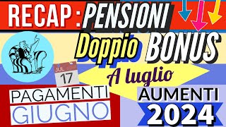 RECAP 👉 PENSIONI 2 BONUS A LUGLIO AUMENTI 2024 VERITÀ AUMENTO MINIME❗️PAGAMENTI INPS GIUGNO RDC [upl. by Rodablas]