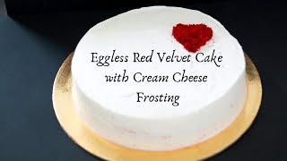 Eggless Red Velvet Cake  Cream Cheese Frosting  Red Velvet Cake Premix [upl. by Ashelman935]