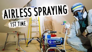 Using a Graco Airless Paint Sprayer for the 1st time [upl. by Iffar]