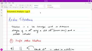 Volumetric Analysis Redox Reactions  Lec 7 [upl. by Bert537]