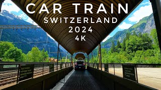 Switzerland Car Train 2024 Lötschberg Car Train  Kandersteg to Goppenstein [upl. by Ahsiekat]