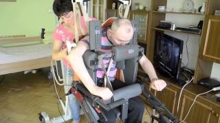 Quadriplegic standing up from the bed and passive walking [upl. by Estas]