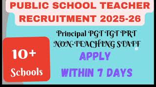 Teacher Recruitment For Session 20252026  PGT TGT PRT NONTEACHING VACANCIES [upl. by Venterea79]