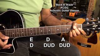 How To Play BACK IN BLACK ACDC ACOUSTIC Guitar For Beginners EricBlackmonGuitar ACDC [upl. by Oned]