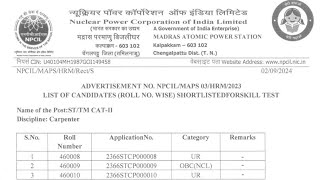 NPCIL MAPS Result 2024 💯 NPCIL Madras Result 2024 ✅ NPCIL Result 2023  NPCIL Result 2024 [upl. by Bethena]