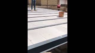 Roof steel channel cement board laying process [upl. by Nosmas]