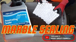 Sealer in Marble tiles hex  howto Six Side Sealing Method  marble professional diy aquamix [upl. by Novart]