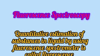 Fluorescence Spectroscopy shortsfeed shorts youtubeshorts [upl. by Ingaberg]