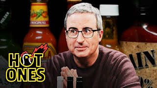 John Oliver Fears For Humanity While Eating Spicy Wings  Hot Ones [upl. by Venita]