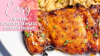 Easy Air Fryer Boneless Skinless Chicken Thighs Recipe  Munchy Goddess [upl. by Magner]