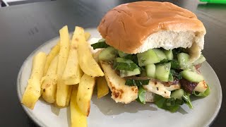 Halloumi Burger 🍔 simplerecipe yummy healthylifestyle [upl. by Odette2]