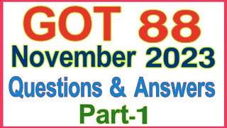 GOT 88 November 2023 previous question paper with answers  GOT 88 previous paper [upl. by Nur]