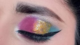 Purple amp Blue Eyeshadow Tutorial  Purple  Blue Eyeshadow Tutorial  Chunky glitter eye makeup look [upl. by Gardas]