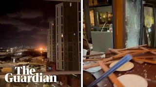 Tel Aviv footage shows moment of explosion during Iranian missile attack [upl. by Aennyl]