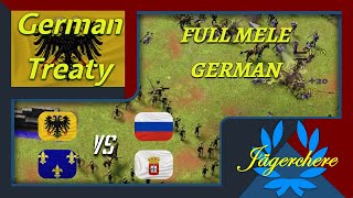 FULL MELE GERMANS  2v2 Treaty with German  AOE III DE [upl. by Nyliac]