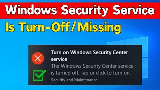 Windows Security Center Service Is Turned Off Or Missing Issue Windows 1110 How To Fix [upl. by Wendi]