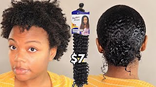 Secret To A Wavy Slick Back on Short Natural Hair  Curly Low Bun Using Braiding Hair [upl. by Settera]