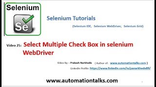 Selenium Video 25  Select Multiple Check Box in selenium WebDriver [upl. by Ecyla]