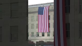 American flag unfurled at Pentagon 23 years after 911 shorts [upl. by Nylqcaj771]