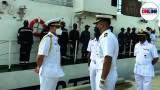 Commander of the Navy meets the Commanding Officer of Indian Coast Guard Ship Ameya in Trincomalee [upl. by Sabanrab]