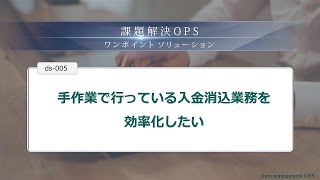 手作業で行っている入金消込業務を効率化したい ｜ 課題解決OPS ds005 [upl. by Itraa]