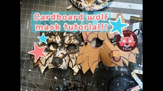 Cardboard Wolf Therian Mask Tutorial  Pattern in Description [upl. by Shue]