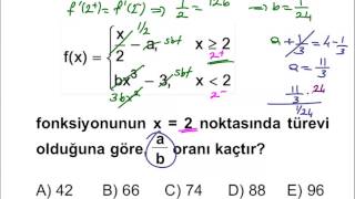 AYT Türev7  Parçalı Fonksiyonların Türevi  AYT  12SINIF [upl. by Hayott]