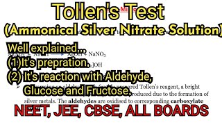 Tollens Test  Tollens Reagents  Ammonical Silver Nitrate Solution NEET JEE ALL BOARD [upl. by Nogas]