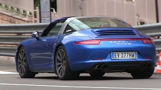 Marchettino driving a Porsche 991 Targa 4S in Monaco  LOUD Backfires [upl. by Ssej39]