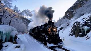 steam engine passing through snow landscape [upl. by Acinoryt680]