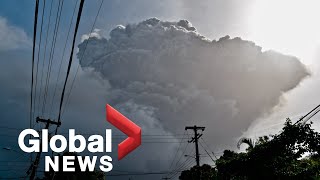 La Soufriere volcano erupts in biggest explosion yet threatening thousands in St Vincent [upl. by Ttelracs]