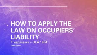 Application of Occupiers Liability Trespassers A Level Law [upl. by Ahcim]