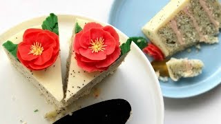 How to Pipe Poppy Flowers  Lemon Poppyseed and Raspberry Cake Recipe [upl. by Luben]