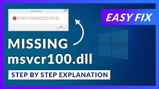 msvcr100dll Missing Error  How to Fix  2 Fixes  2021 [upl. by Seve]