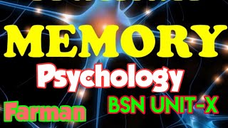 PsychologyMemory BSN UnitX Short and Long Term Memory Process of memory amp MCQS By Farman KMU [upl. by Jennie]