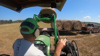 Loading hay with the John Deere 5410 [upl. by Gerladina]