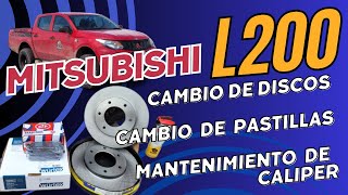 Mantenimiento de frenos para Mitsubishi L200 Cambio de disco pastillas y caliper [upl. by Ateloj974]