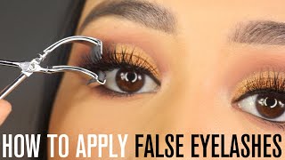 HOW TO APPLY FALSE EYELASHES  BEGINNERS GUIDE [upl. by Carilyn360]