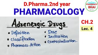 Adrenergic Drugs Ch2  Pharmacology  DPharma 2nd adrenergicdrugs pharmacology pharmacybhai [upl. by Largent]