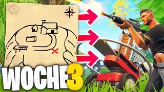 ALLE LÖSUNGEN zur WOCHE 3  Fortnite Battle Pass Stern Schatzkarte Flush Factory Tontauben [upl. by Ilrac]