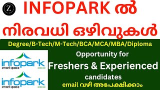 ഇൻഫോപാർക്കിൽ നിരവധി ഒഴിവുകൾ Infopark JOBS  Infopark kochi [upl. by Chill]