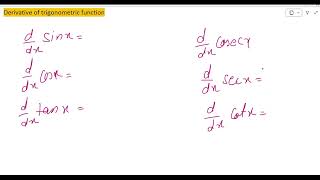 Derivative of trigonometric functions [upl. by Schofield]