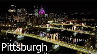 Pittsburghs three sisters bridges at night 24018b [upl. by Joash924]