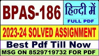 BPAS 186 solved assignment 202324  bpas 186 solved assignment 2024  Ignou bpas 186 in Hindi [upl. by Elora]