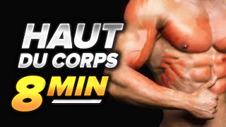 SÉANCE HAUT DU CORPS EN 8 MINUTES SANS MATÉRIEL [upl. by Azirb]