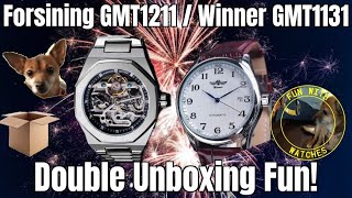 Forsining GMT1211 Winner GMT1131 Automatic Watch Double Unboxing Fun [upl. by Adnal]