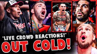 REACTIONS Max Holloway KNOCKS Justin Gaethje OUT COLD LIVE CROWD REACTIONS Alex Pereira UFC 300 [upl. by Bertold]