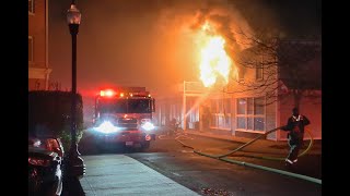 WATCH  CREWS BATTLE HEAVY FLAMES FUELED BY STRONG WINDS AFTER HYANNIS BUILDING IGNITES [upl. by Chinua723]